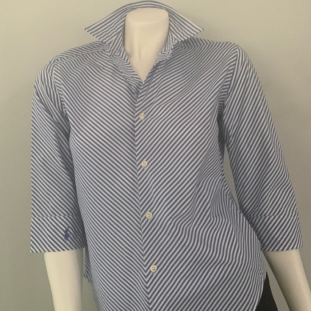 ❤️Ralph Lauren Sport Slim Fit Stripe Button Down Shirt - EUC - Sz 6